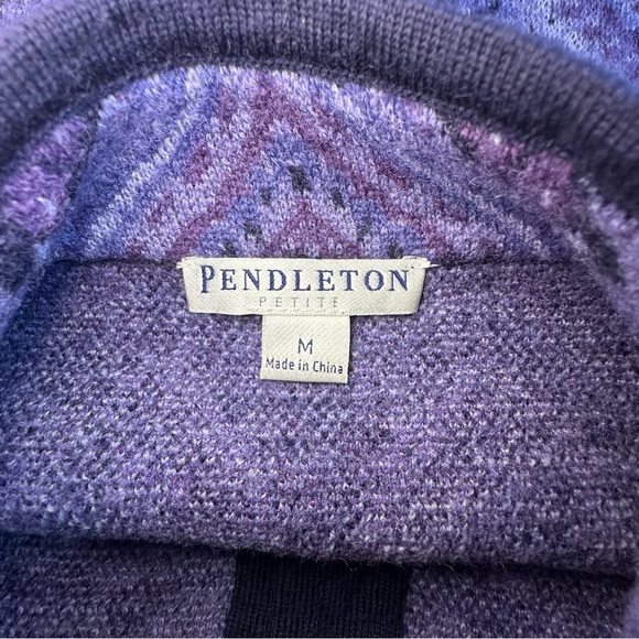Pendleton Cardigan Women’s‎ Size MP Purple Paisley Merino Wool Full Zip - Picture 8 of 11